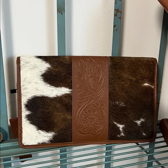 New embossed leather cowhide western jewelry case holder travel organizer bho - Picture 2 of 7